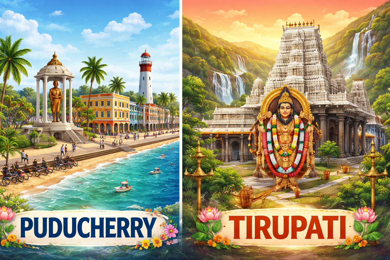 4 Nights 5 Days Puducherry & Tirupati Darshan Tour Package