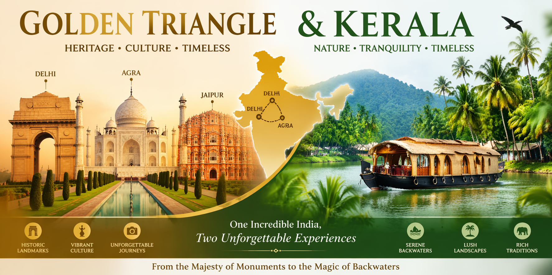 12 Days Golden Triangle & Kerala - God's Own Country Tour