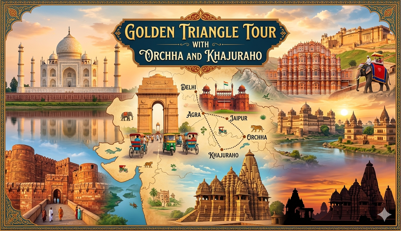 Golden Triangle Tour Package With Orchha And Khajuraho (11 Days 10 Nights)