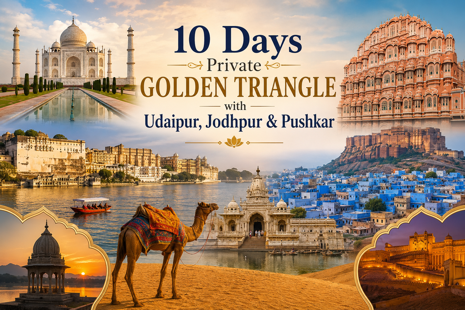 10 Days Private Golden Triangle with Udaipur, Jodhpur & Pushkar