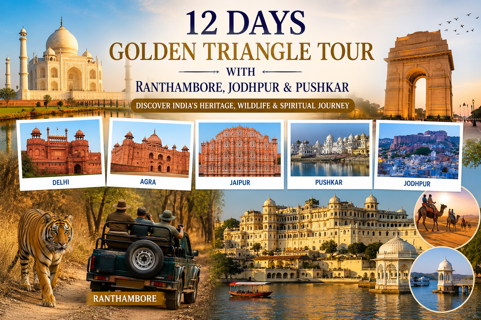 12 Days Golden Triangle Tour With Ranthambore Jodhpur & Pushkar