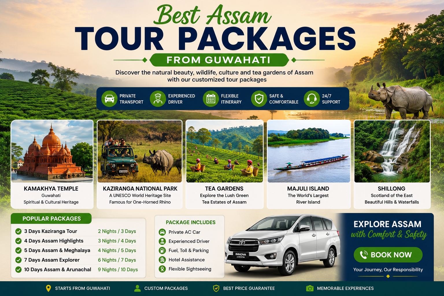 Best Assam Tour Packages from Guwahati – 8 Days