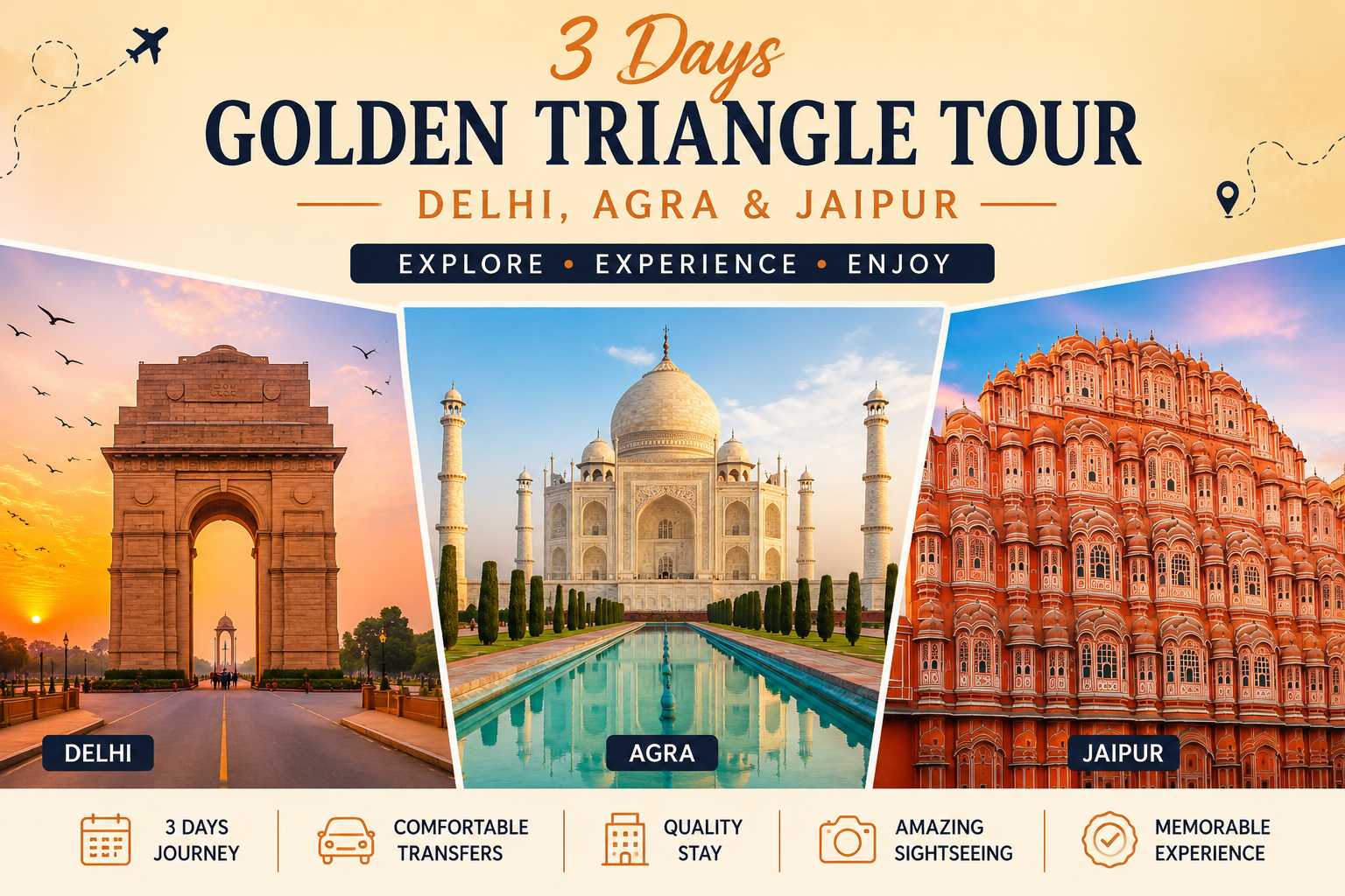 3 Days Golden Triangle Tour – Delhi, Agra & Jaipur