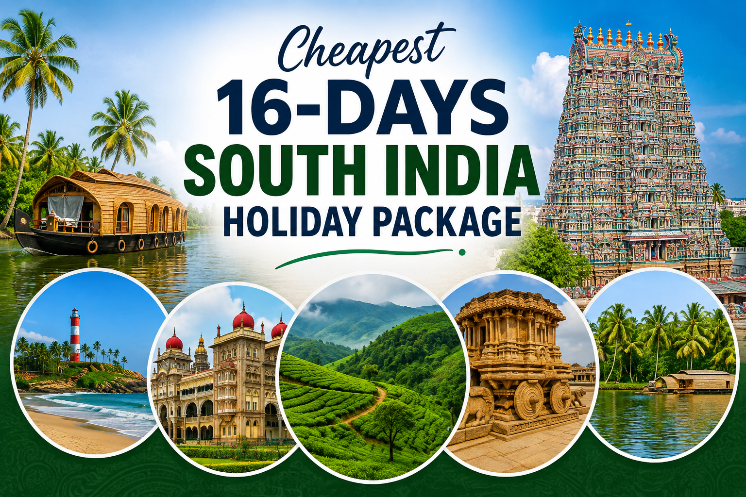 Cheapest 16-Days South India Holiday Package