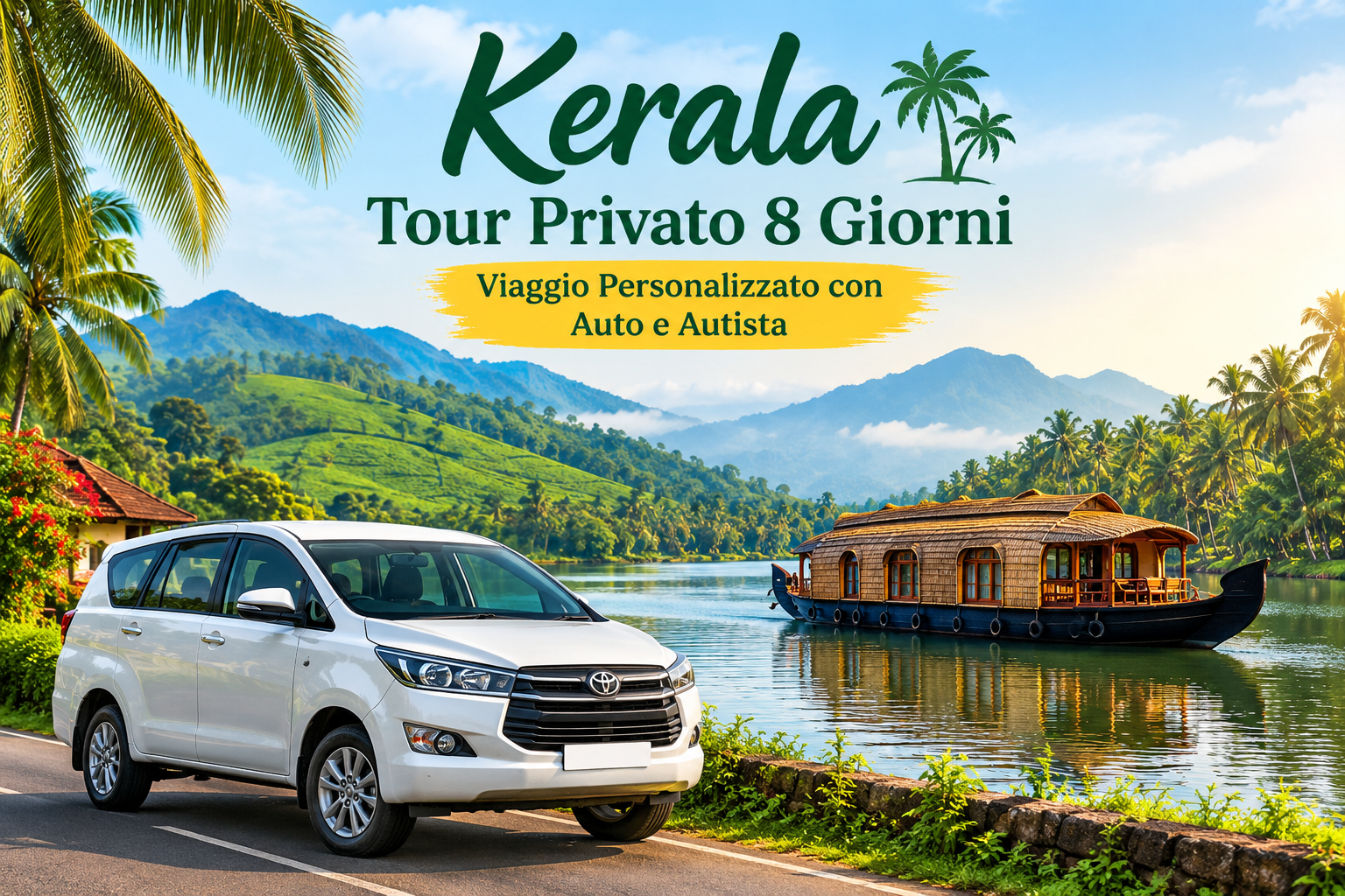 Kerala Tour Privato 8 Giorni – Viaggio Personalizzato con Auto e Autista