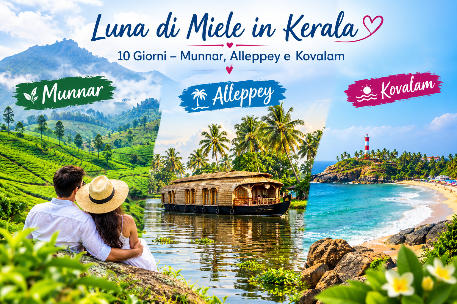 Luna di Miele in Kerala 10 Giorni – Munnar, Alleppey e Kovalam